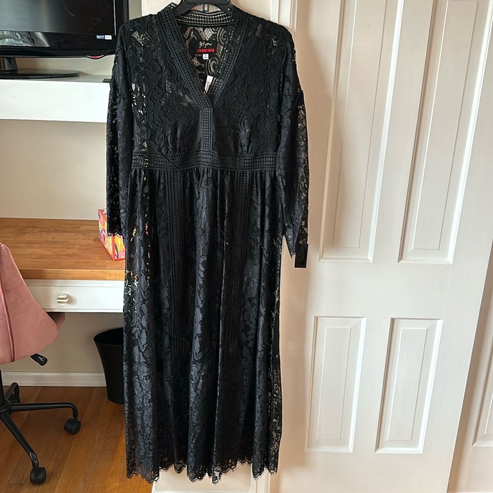 NWT Biya Johnny was black eyelet dress with slip underneath